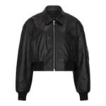 Women's Leather Jacket Cropped Bomber Zipper Short Coat - Knighthood Store