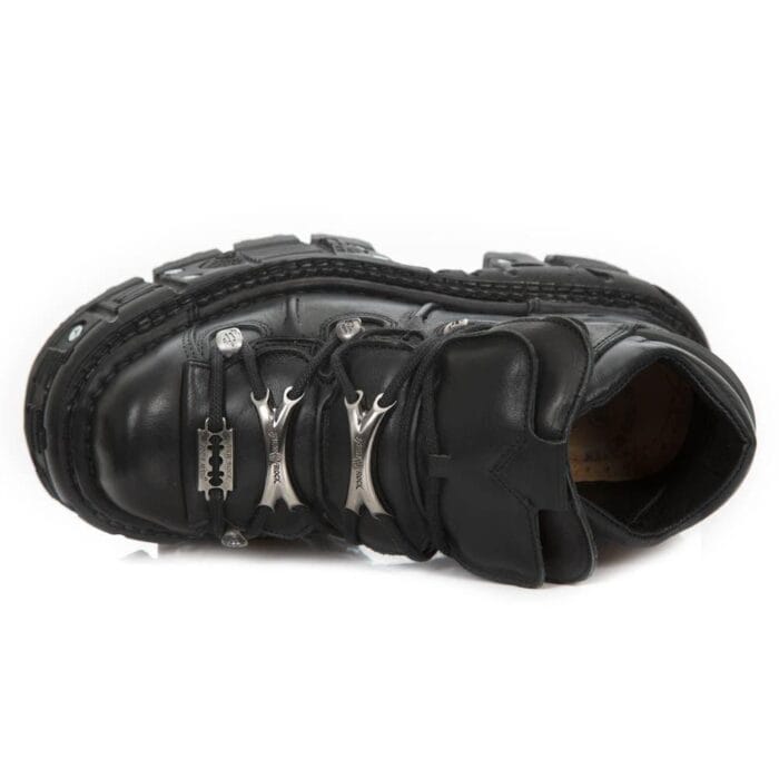 New Rock M-TANK106-C2 Unisex Black 100% Leather Goth Platform Space Shoes - Knighthood Store