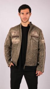Giacca in pelle da motociclista con cerniera da uomo | Infinity - Knighthood Store