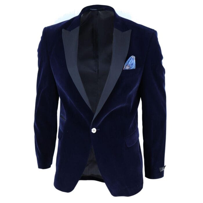 Mens Soft Velvet 1 Button Dinner Jacket Tuxedo Blazer Smart Casual Tailored Fit - Knighthood Store