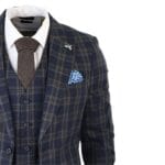 Costume 3 pièces bleu marine à carreaux pour homme - Tenue de soirée - Knighthood Store