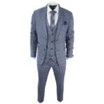 Abito da uomo a 3 pezzi, in lana a quadri blu cielo, Marc Darcy, su misura, per matrimonio e ballo di fine anno, Harry - Knighthood Store