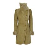 Veste en peau de mouton véritable pour femme, coupe ajustée, boutons en daim, trench-coat 3/4 italien - Knighthood Store