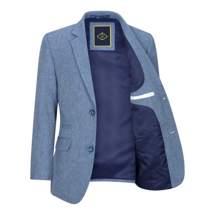 Abito da ragazzo in tweed azzurro chiaro, 3 pezzi, in lana, stile vintage anni '20, classico, con gilet a 4 tasche - Knighthood Store