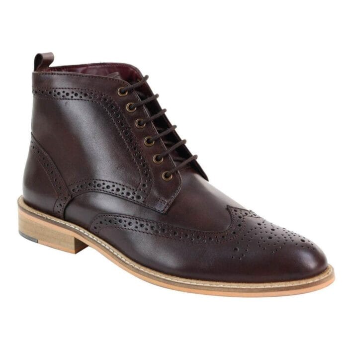 Botines Brouge informales elegantes para hombre, de cuero con cordones, estilo Peaky Blinders, años 20 - Knighthood Store