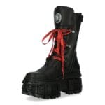 New Rock Boots WALL028B-C1 Unisex Metallic Black Leather Platform Gothic Boots - Knighthood Store