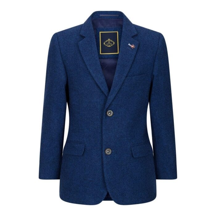 Boys 3 Piece Wool Suit Blue Tweed Vintage 1920s Classic 4 Pocket Waistcoat - Knighthood Store