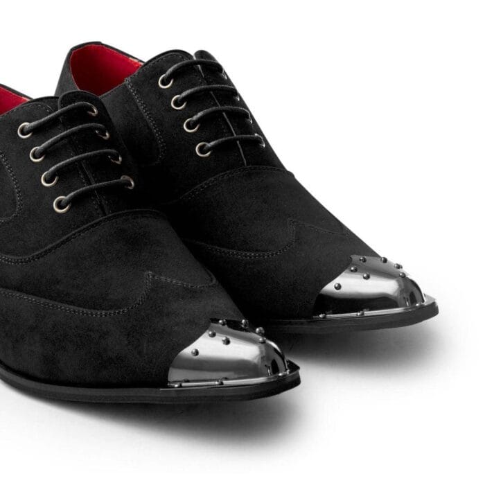 Zapatos de punta de metal para hombre, de ante, charol, con cordones, estilo vaquero, baile italiano - Knighthood Store