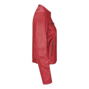Damen Echtlederjacke, kurz, tailliert, Burgunderrot, Retro-Chinesischer Kragen - Knighthood Store