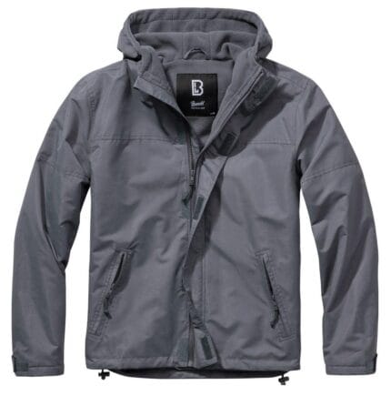 Chaqueta cortavientos Brandit 3167 con capucha y cremallera, estilo militar, camuflaje - Knighthood Store