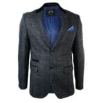 Giacca blazer aderente in tweed a spina di pesce vintage a quadri da uomo, marrone chiaro - Knighthood Store