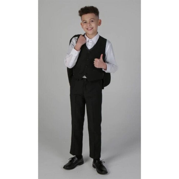 Completo da cerimonia per ragazzi, 3 pezzi, smoking classico in raso nero - Knighthood Store