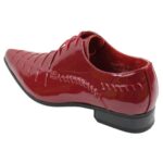 Mens Italian Design Black Red Laced Leather Shiny Patent Shoes Smart Casual - Knighthood Store