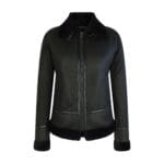 Womens Classic Black Real Sheepskin Zip Flying Jacket B3 Pilot Coat Tailored Fit - Knighthood Store