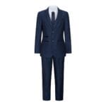 Traje de tweed azul marino de tres piezas para niño, estilo ojo de pájaro, elegante, formal, para boda, clásico, años 20 - Knighthood Store