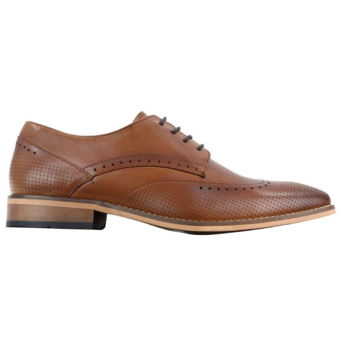 Zapatos casuales elegantes de cuero auténtico para hombre, para oficina, boda, con cordones, estilo brogue sencillo - Knighthood Store