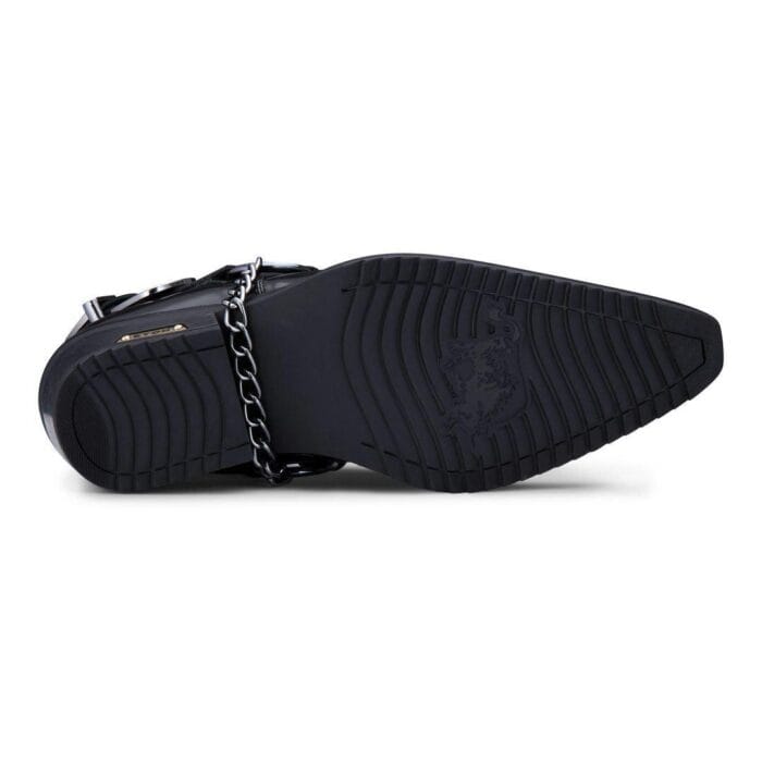 Zapatos estilo western de cuero genuino para hombre, con águila estadounidense, charol brillante, Wincklepickers, cinturón de cadena de metal, tacón cubano, vaquero de baile - Knighthood Store