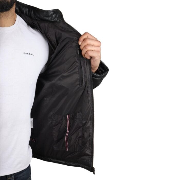Men's Puffer Quilted Real Leather Jacket Hooded Casual - Knighthood Store
