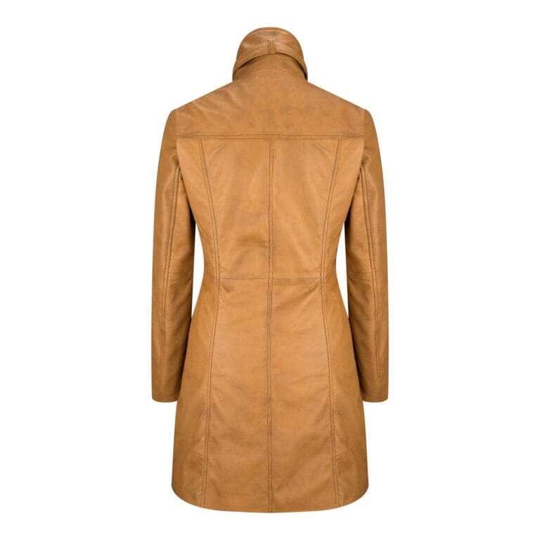 Trench-coat vintage en cuir véritable noir et beige pour femme - Knighthood Store