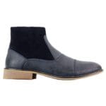 Stivali da uomo in vera pelle scamosciata, senza lacci, con cerniera laterale, eleganti e casual, neri e blu navy - Knighthood Store