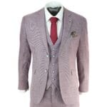 Mens 3 Piece Suit Blush Pink Summer Linen Tailored Fit Wedding Prom Classic - Knighthood Store