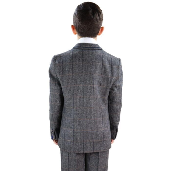 Boys 3 Piece Suit Grey Tweed Check Blinders Vintage Kids Classic 1920s - Knighthood Store