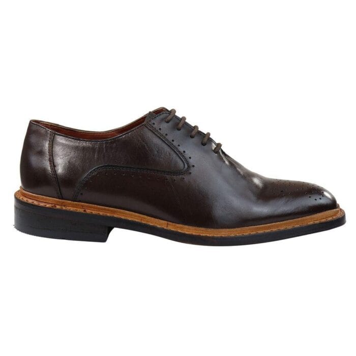 Zapatos Oxford Brogue para hombre, color tostado, marrón y negro, con cordones, de piel Goodyear Welted - Knighthood Store
