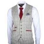 Costume homme 3 pièces gris à carreaux, coupe cintrée, tenue habillée - Knighthood Store