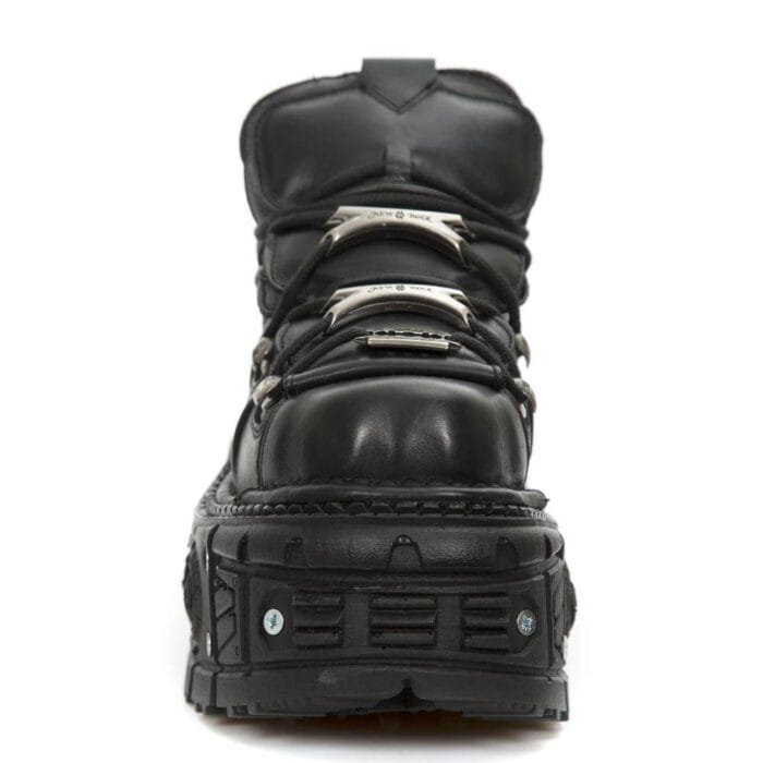 New Rock M-TANK106-C2 Unisex Black 100% Leather Goth Platform Space Shoes - Knighthood Store