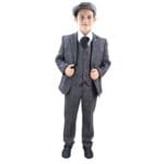 Boys 3 Piece Suit Grey Tweed Check Blinders Vintage Kids Classic 1920s - Knighthood Store