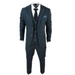 Mens Olive Green 3 Piece Suit Prince Of Wales Black Check Classic Tailored Fit - Knighthood Store
