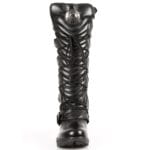 New Rock TR004-S1 Ladies Black 100% Leather Buckle Lace Knee High Biker Boots - Knighthood Store