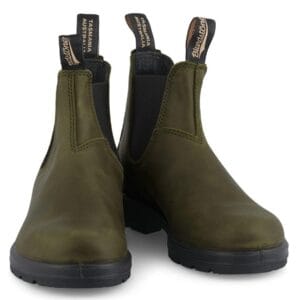 Stivaletti Chelsea Blundstone 2052 in pelle verde oliva e cachi, classici slip-on - Knighthood Store