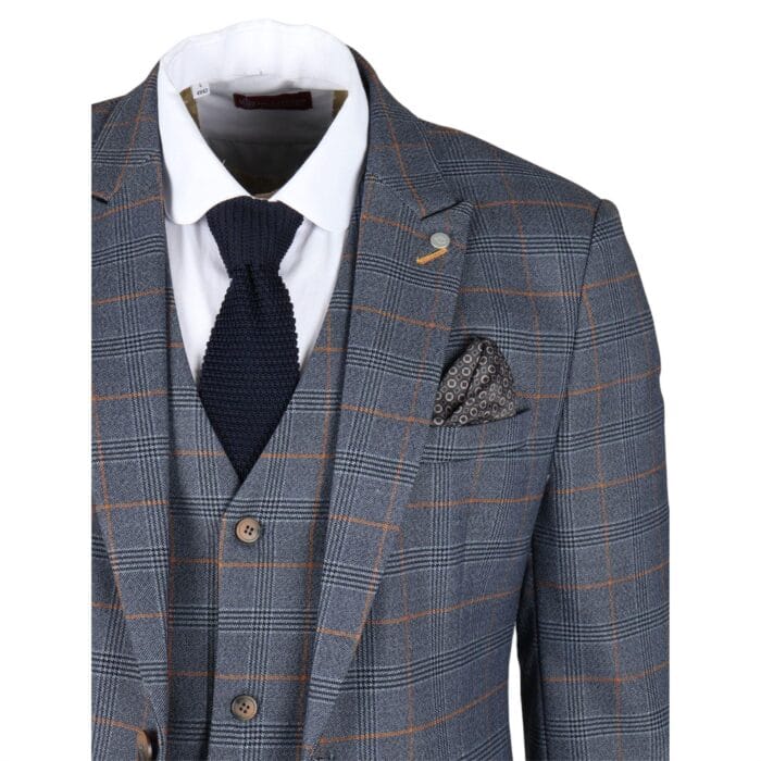 Herren-Blazer, Marineblau, kariert, klassischer Sportmantel, Schottenkaro, maßgeschneiderte Passform – Knighthood Store
