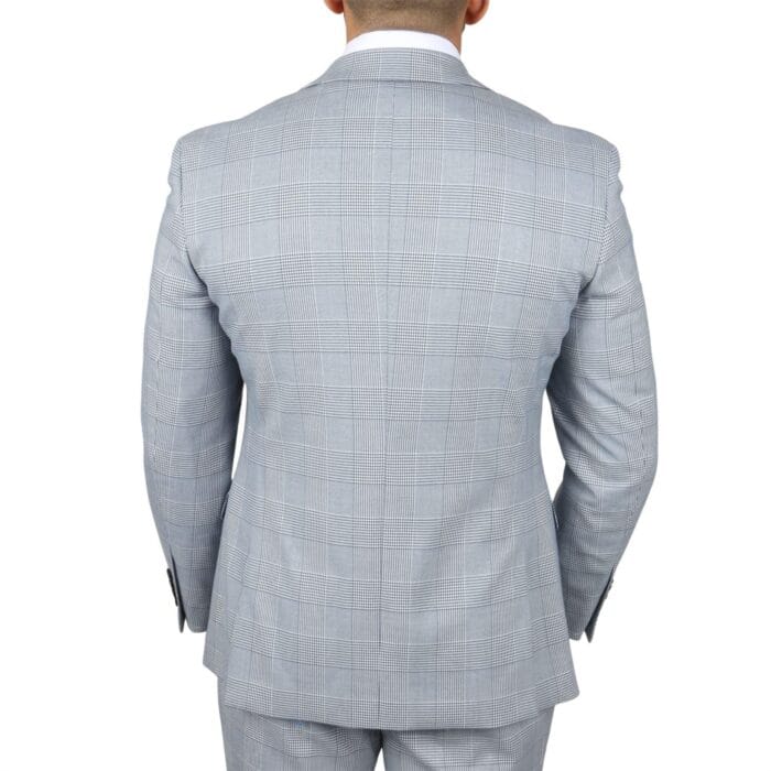 Herrenanzug, blau, dreiteilig, Tweed, kariert, für Hochzeit und Abschlussball, maßgeschneidert – Knighthood Store