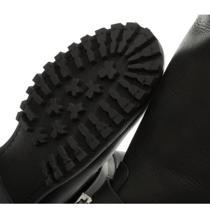 Stivali militari alti da uomo in vera pelle, neri, stile Ginders Wild One, stile punk rock gotico - Knighthood Store