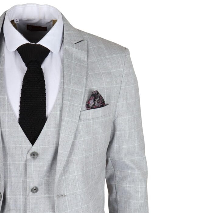 Abito da uomo grigio a quadri, su misura, 3 pezzi, abito formale - Knighthood Store