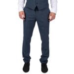Mens Trousers Prince Of Wales Check Blue Classic Light Tailored Fit Modern - Knighthood Store