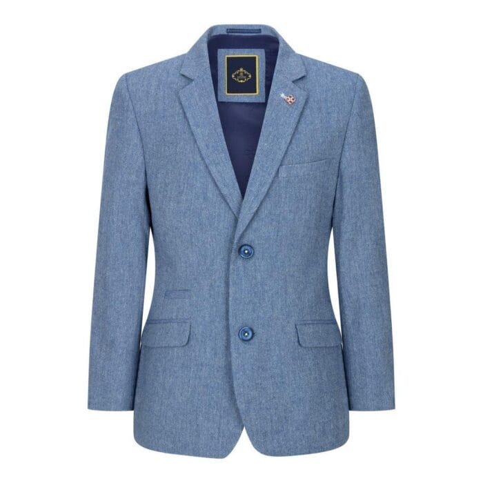Abito da ragazzo in tweed azzurro chiaro, 3 pezzi, in lana, stile vintage anni '20, classico, con gilet a 4 tasche - Knighthood Store