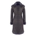 Manteau 3/4 gris en peau de mouton véritable de Toscane, coupe ajustée, pour femme - Knighthood Store