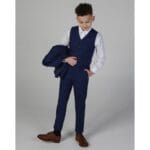 Boys Blue Brown Check 3 Piece Suit Wedding Prince Of Wales - Knighthood Store