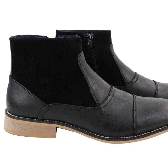 Stivali da uomo in vera pelle scamosciata, senza lacci, con cerniera laterale, eleganti e casual, neri e blu navy - Knighthood Store