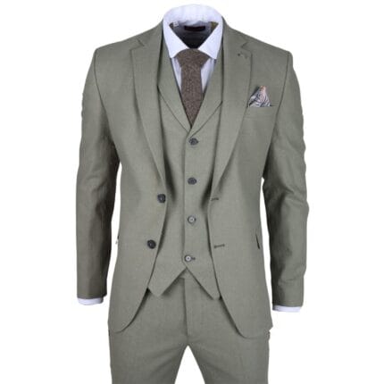 TruClothing TP-22 - Men's Sage 3 Piece Linen Summer Suit - Knighthood Store