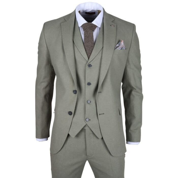 TruClothing TP-22 - Men's Sage 3 Piece Linen Summer Suit - Knighthood Store