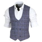Mens Double Breasted Waistcoat 1920s Blinders Smart Casual Pocket Chain - Knighthood Store