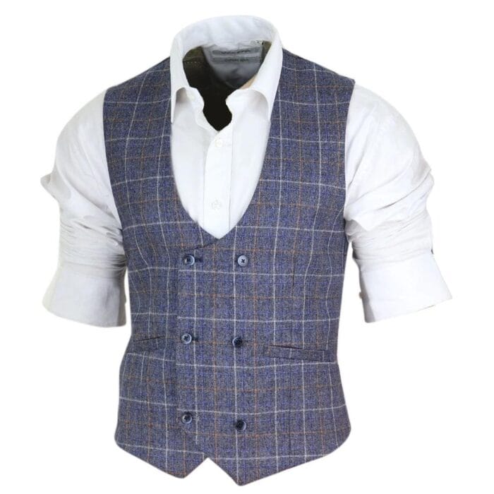 Herren Weste, zweireihig, 1920er Jahre, Scheuklappen, elegant, lässig, Tasche, Kette - Knighthood Store