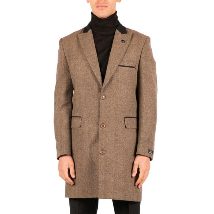 Chaqueta de abrigo 3/4 para hombre, de tweed con espiga, corte Peaky Blinders - Tienda Knighthood