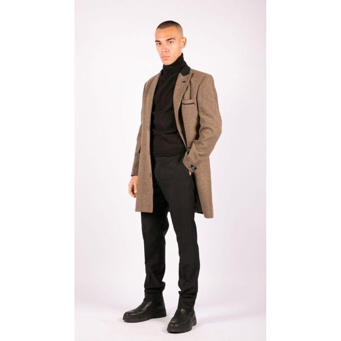 Chaqueta de abrigo 3/4 para hombre, de tweed con espiga, corte Peaky Blinders - Tienda Knighthood