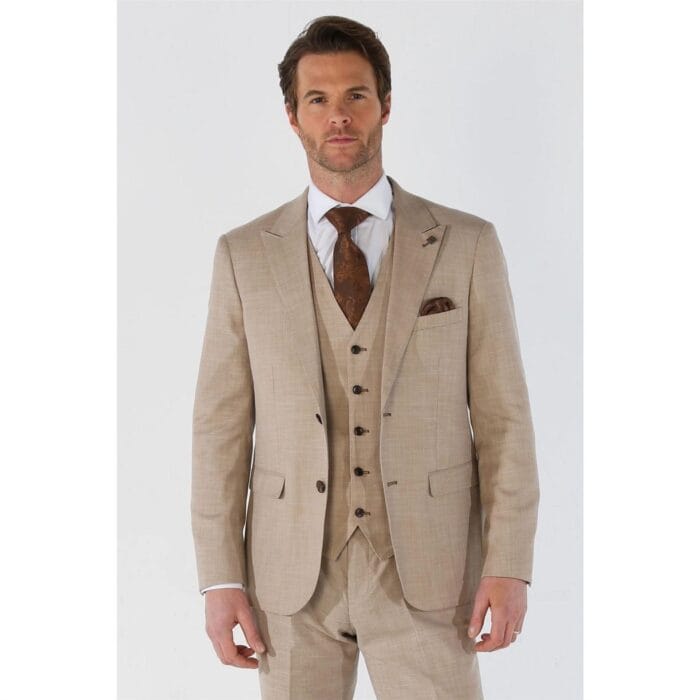 Abito da uomo 3 pezzi beige su misura per matrimonio estivo - Knighthood Store