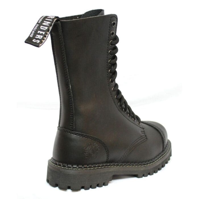 Stivali militari unisex in vera pelle, neri, stile Ginders Herald, punk rock, con punta in acciaio di sicurezza - Knighthood Store